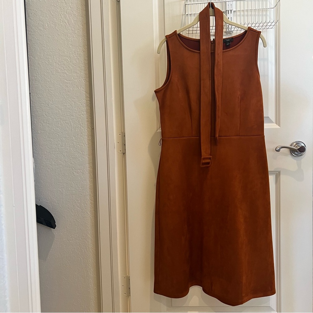 Ann Taylor Factory Elegant Brown Sleeveless Dress with Belt